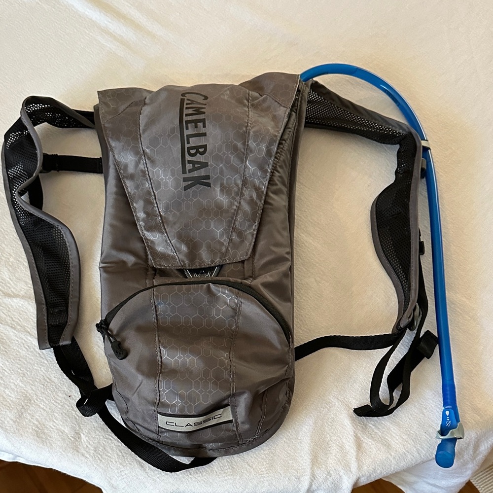 CamelBak Gray Hydration Backpack with Blue Tube